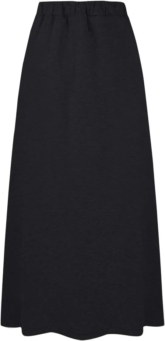 Ylingjun Womens Warm Fleece Lined Long Jersey Skirts Elastic Waist A Line Flared Winter Skirt
