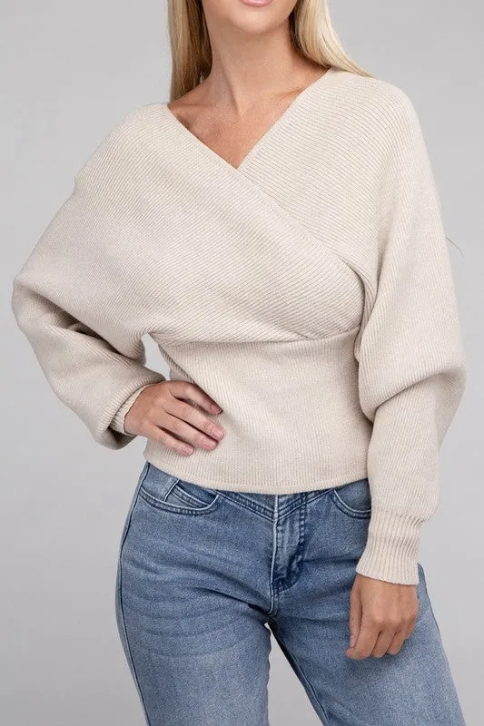 Zenana Criss Cross Wrap Soft Knit Top