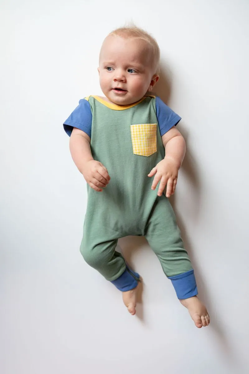Zipper Romper, Clover Colorblock
