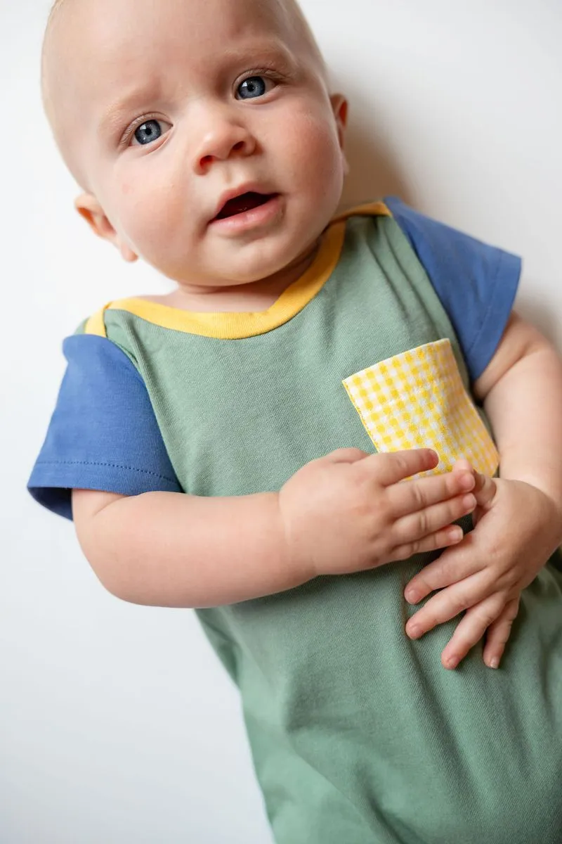 Zipper Romper, Clover Colorblock